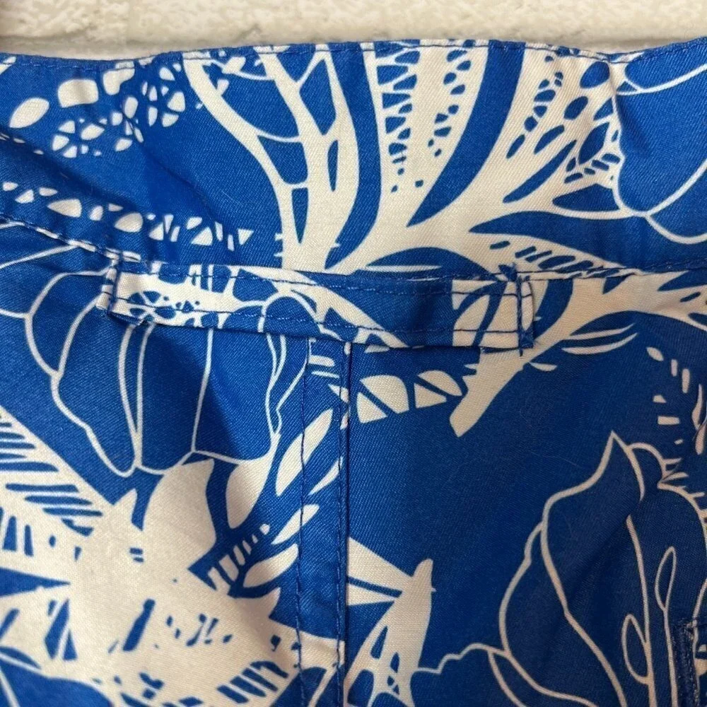 Ibiza Ocean Club Men's Swim Trunks Blue Aloha‎ White Floral Hibiscus Size 34